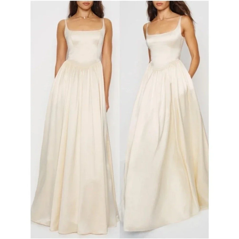 Reformation Liz Silk Dress Ivory White Wedding Bridal Gown Maxi Size 8 NEW - Picture 14 of 14